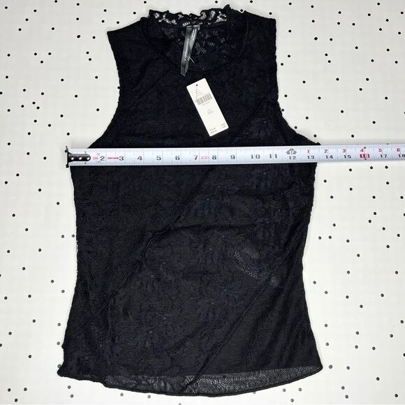 🖤 Anthropologie 🖤 Lace Mock Neck Tank Black NEW - Picture 8 of 14
